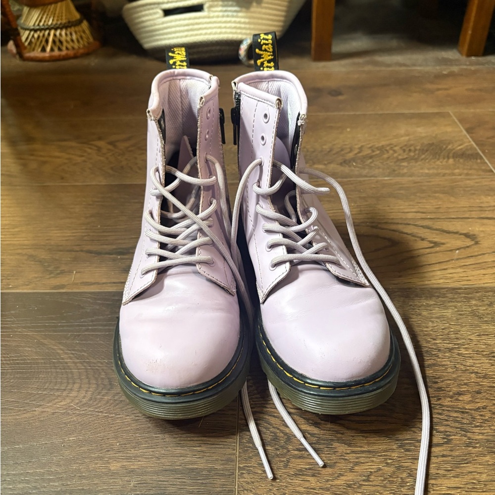 Dr. Martens light purple Combat Moto Boots